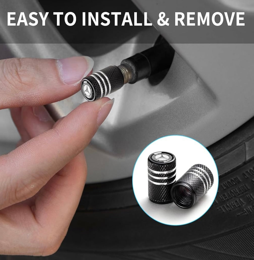 Mercedes Benz Valve Stem Caps Tire Air Dust Covers – 4 Pack