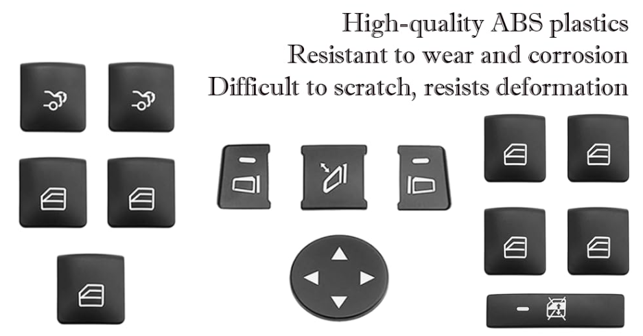 BenzUnited Parts Mercedes window and door switch button trim cover installation guide and layout for W204 W212 W166 X204 models
