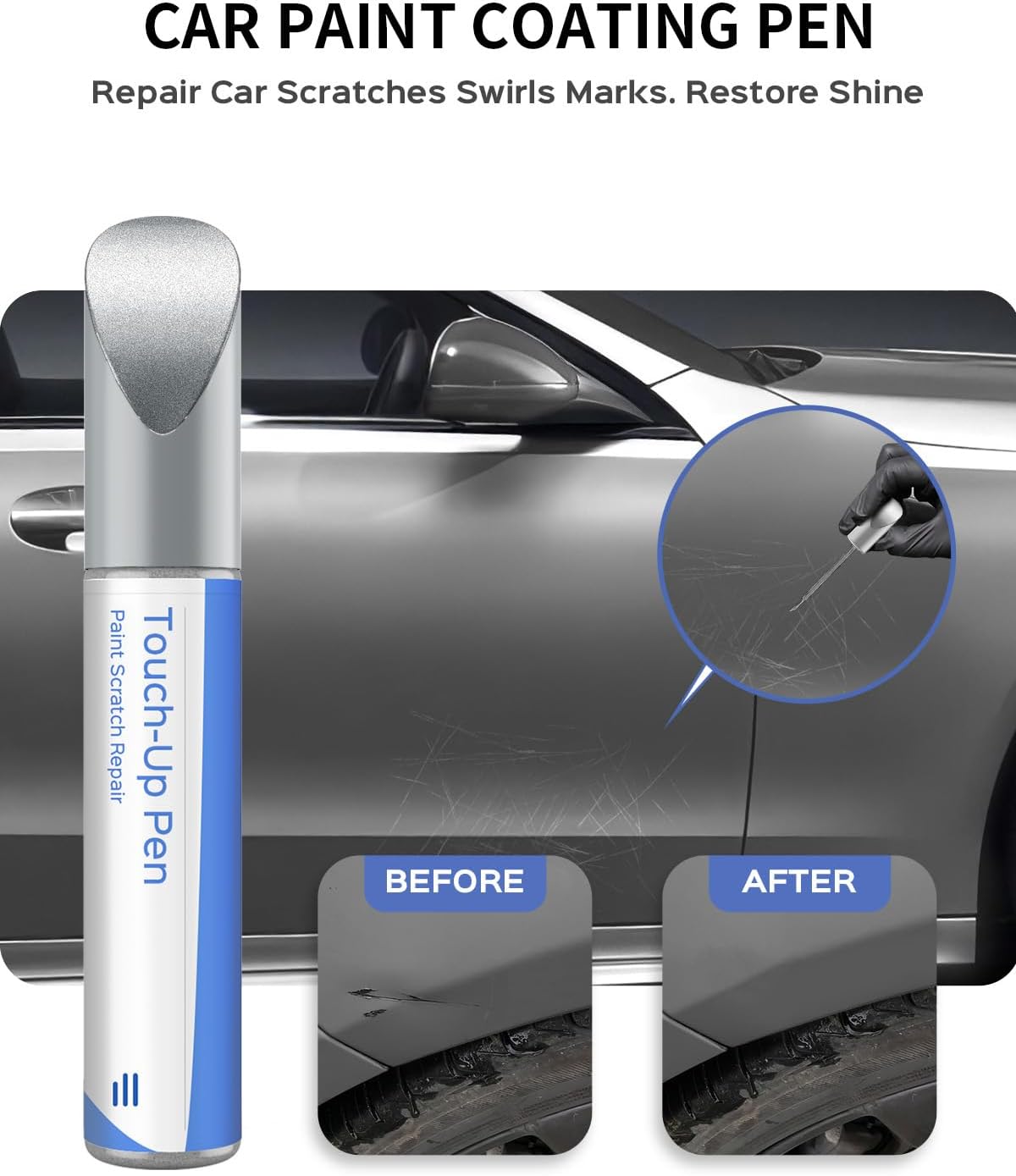 Mercedes touch-up pen repairing paint scratches before and after