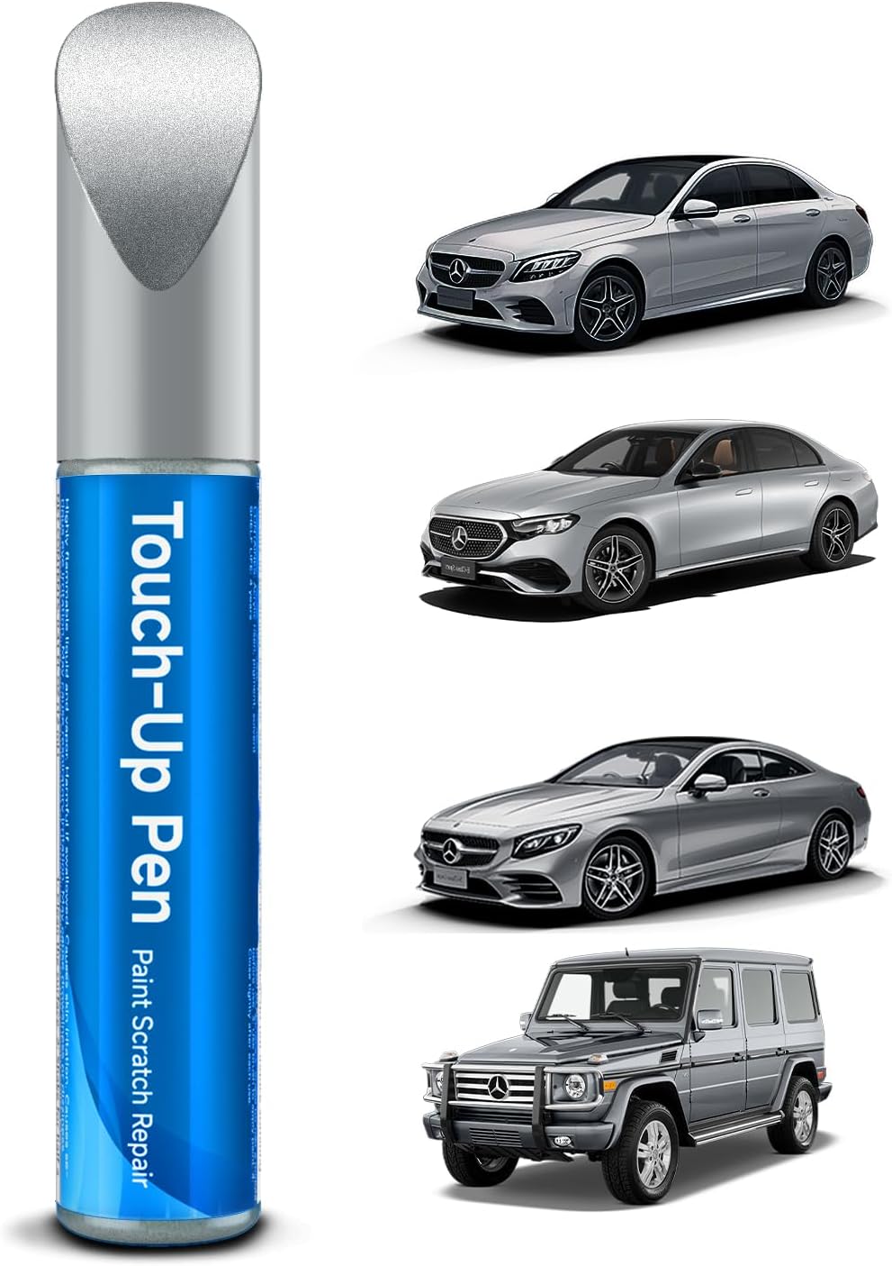 Brilliant Silver Metallic Mercedes paint pen with silver car lineup