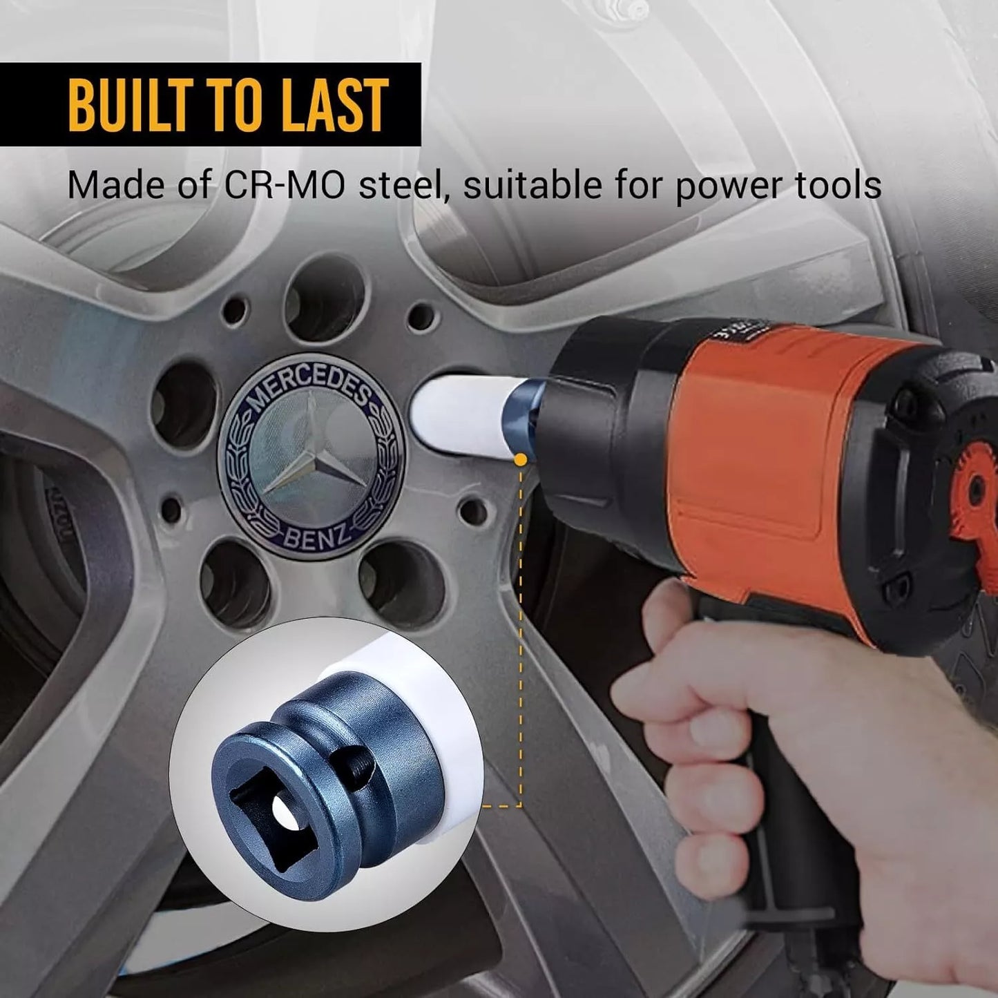 CR-MO Mercedes lug nut socket compatible with 1/2-inch impact wrench