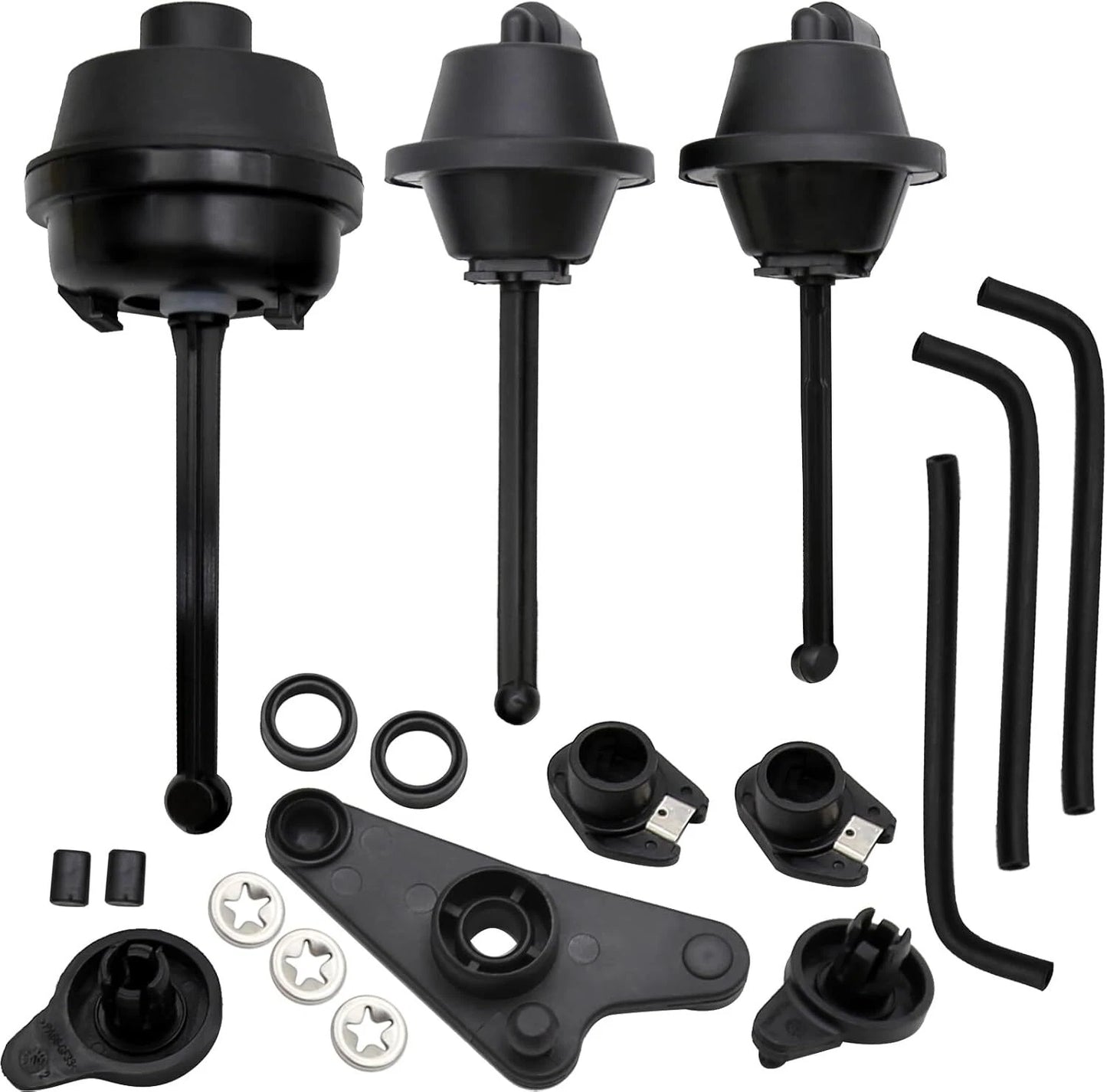 Top view of all parts in intake flap adjuster repair kit for M272 and M273 engines