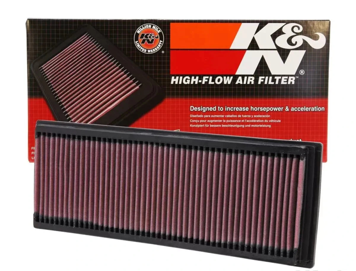 K&N performance panel air filter with retail packaging for Mercedes-AMG M113 5.4L NA models