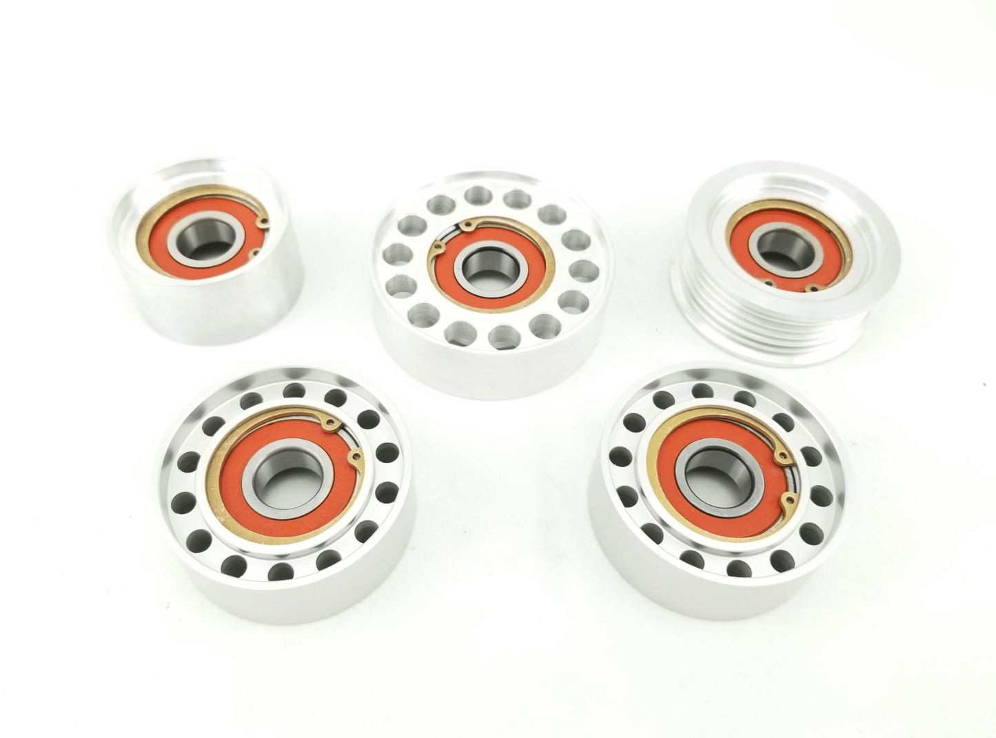 M156 AMG billet idler pulley set replacing factory plastic pulleys