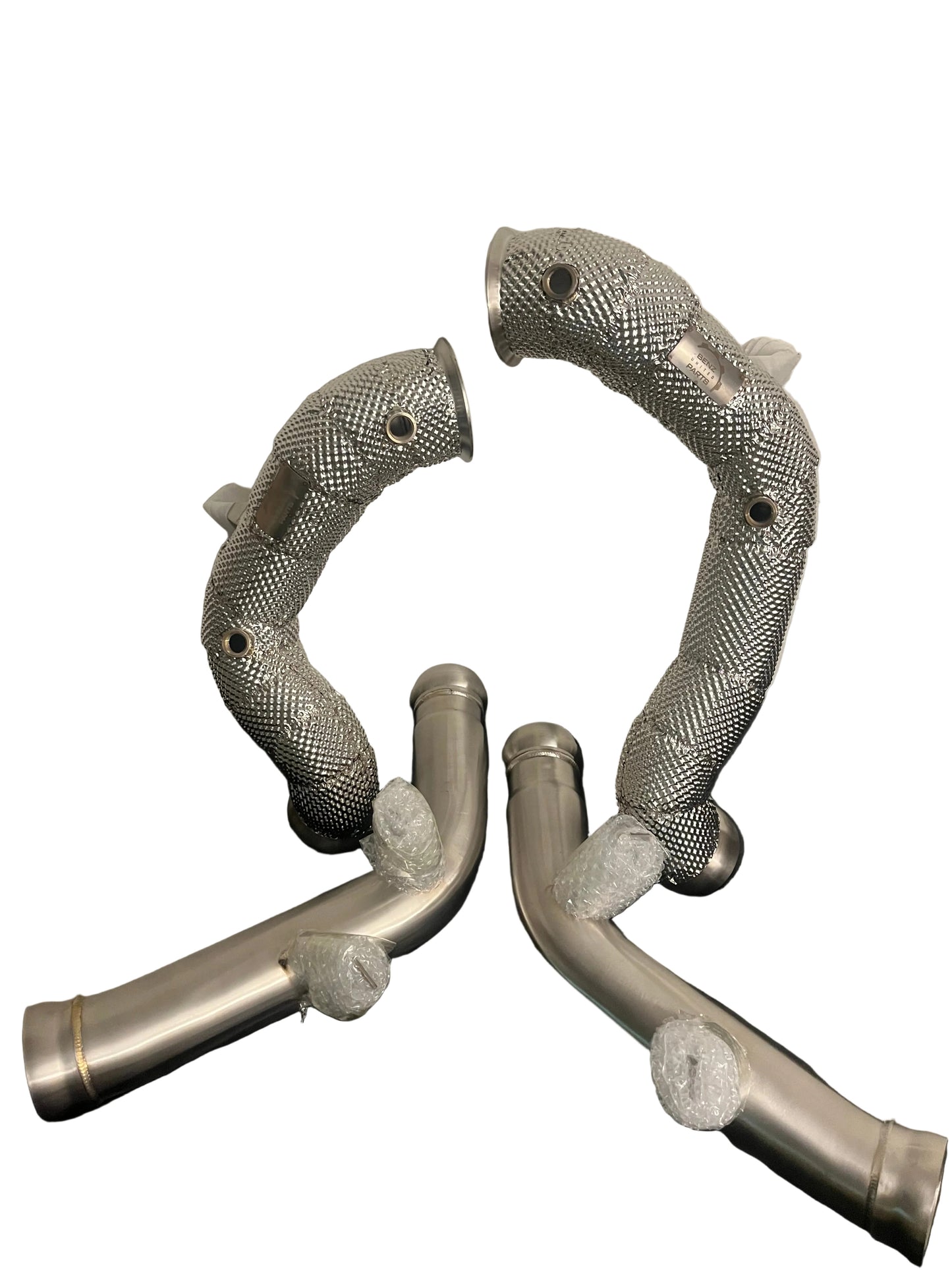 M177 catless downpipes set with integrated heat shielding for Mercedes-AMG E63 and GT 63