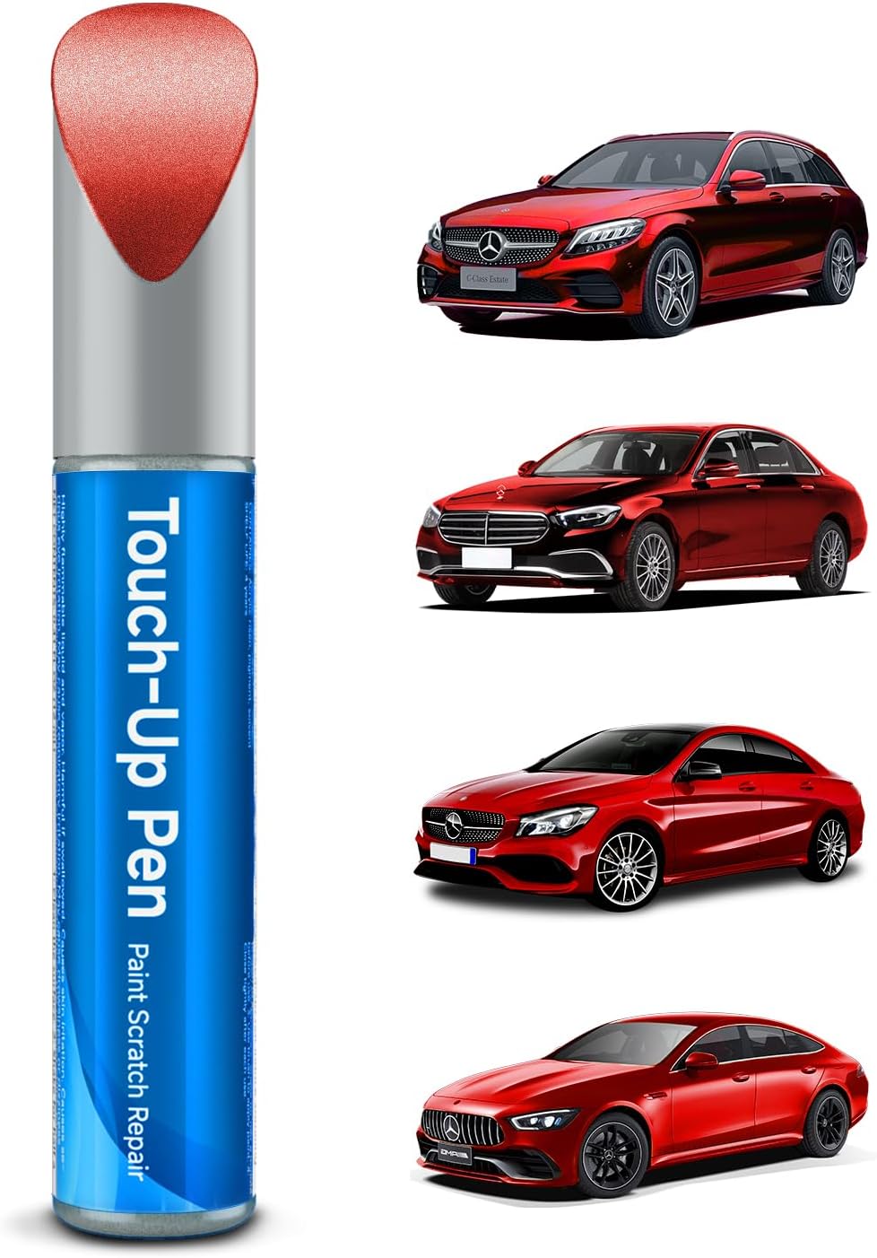 Mars Red 590/3590 Mercedes-Benz paint pen shown with compatible vehicles