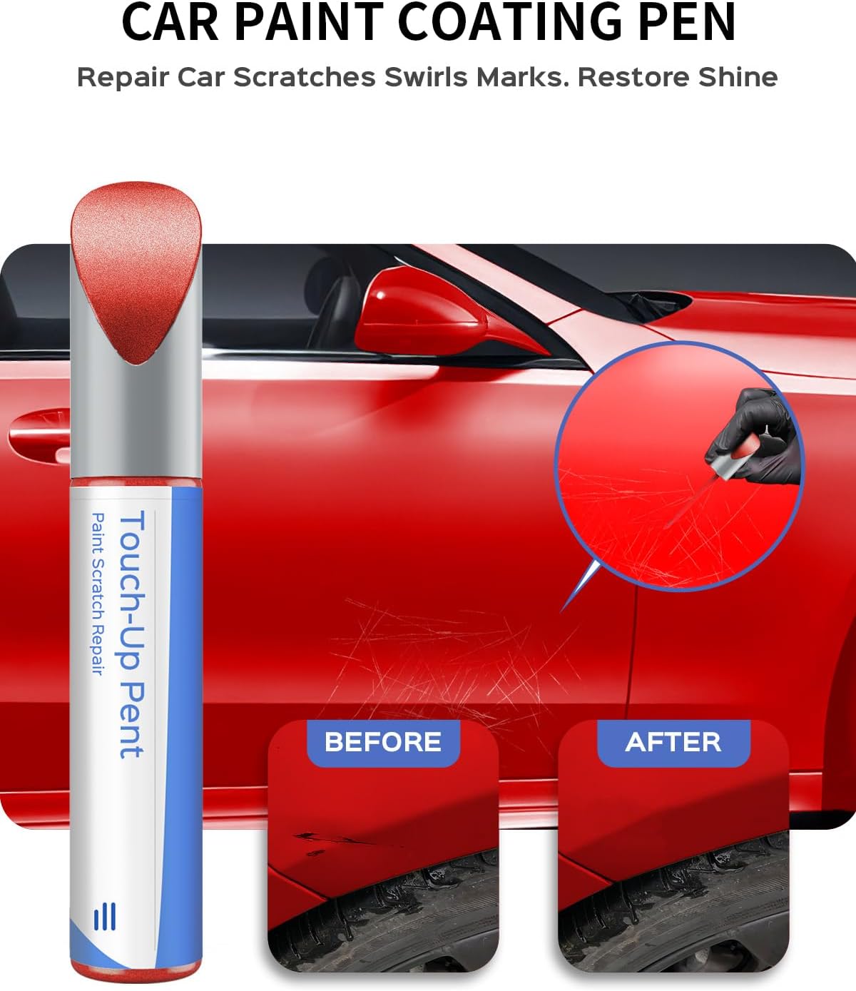 OEM Mars Red 590/3590 Mercedes touch-up paint pen with scratch repair results