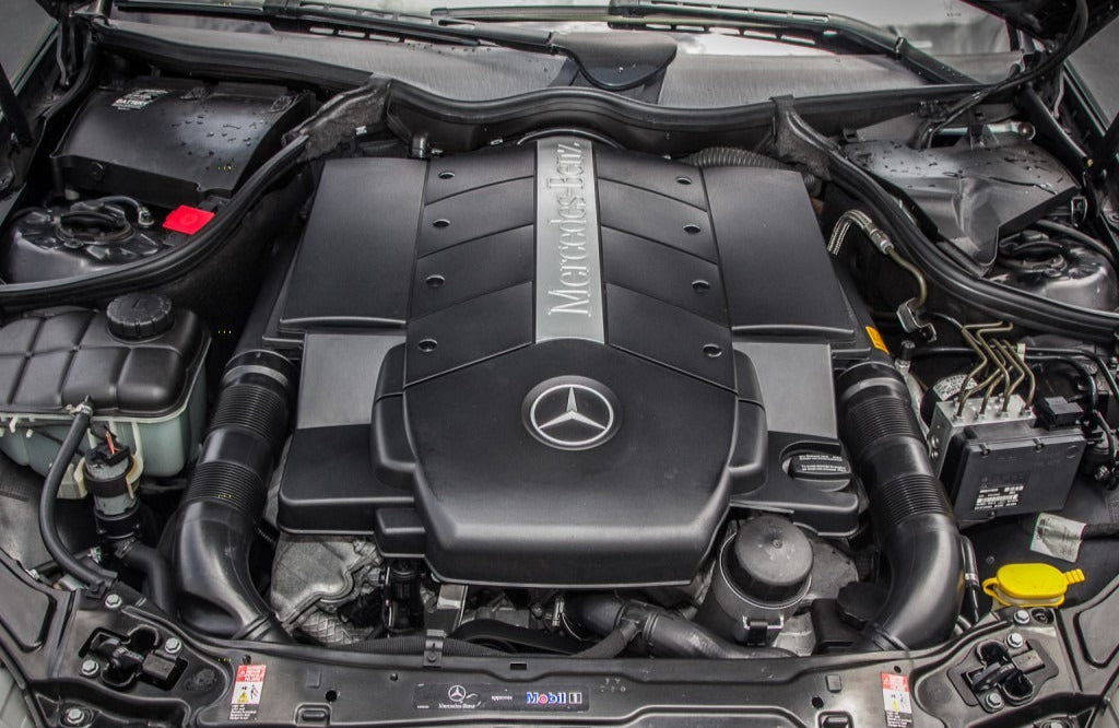 Mercedes M113 5.0L V8 engine bay in E500 – ideal for ECU tuning and performance upgrades