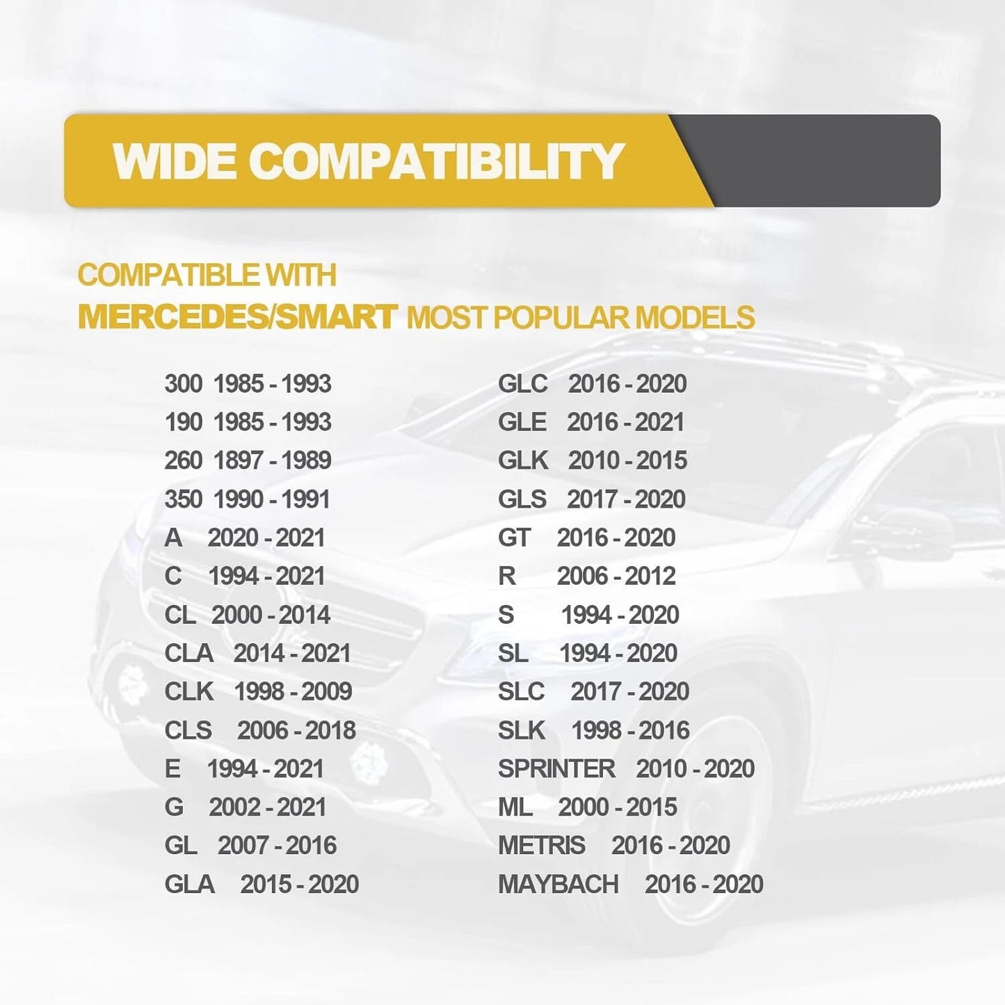 List of compatible Mercedes and Smart models for 14mm copper drain plug gasket