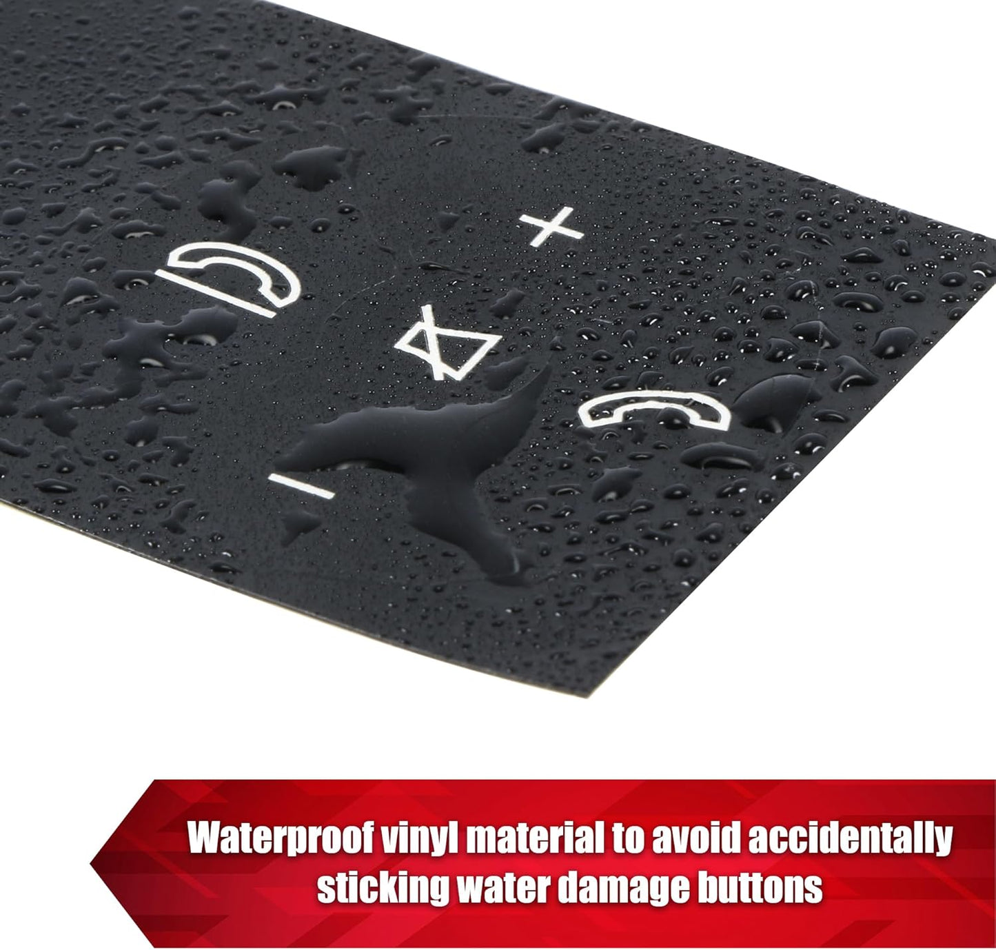 Waterproof vinyl material on Mercedes steering overlay resists water damage and wear