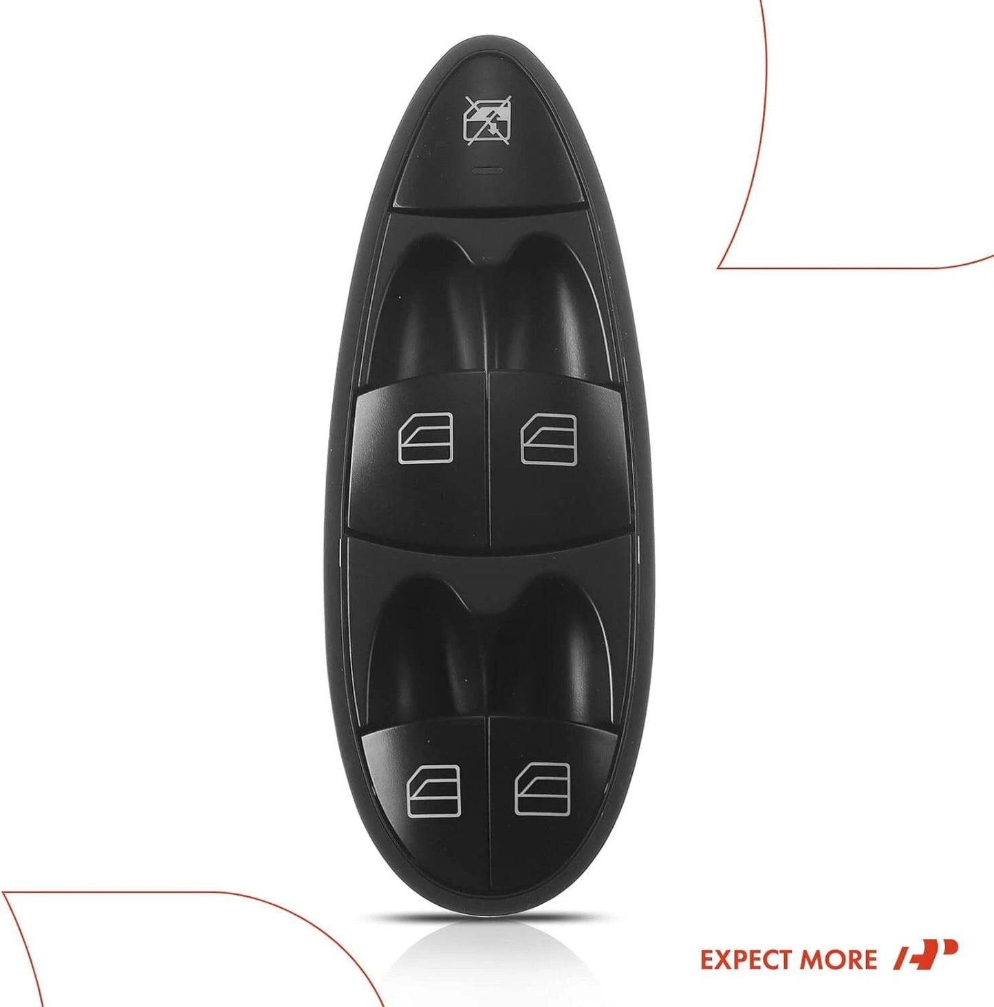 Full front view of driver window switch for Mercedes-Benz E-Class