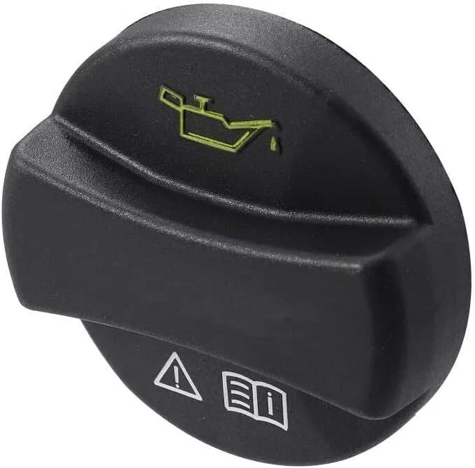 Angled view of Mercedes oil cap showing oil icon and safety symbols