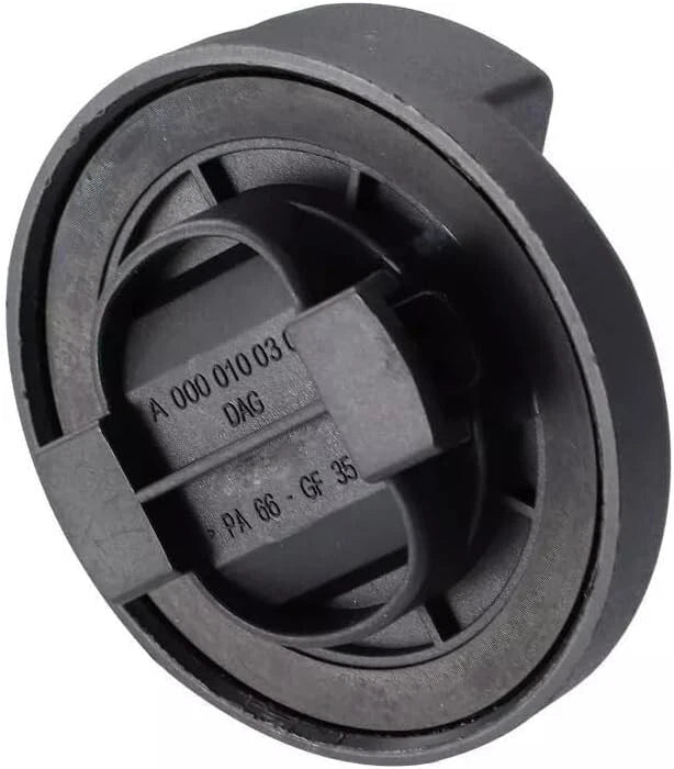 Rear view of oil filler cap showing locking tabs and OEM part markings