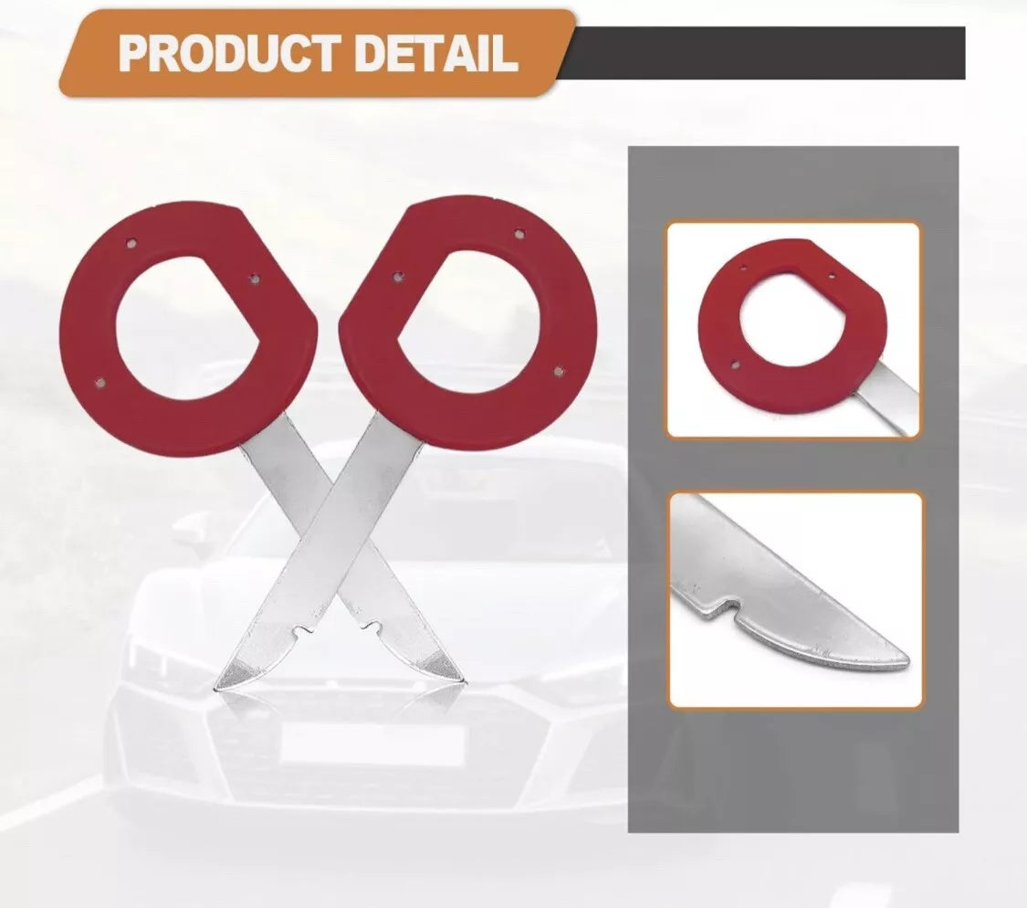 Close-up of Mercedes radio tool tips and blade design for secure stereo removal