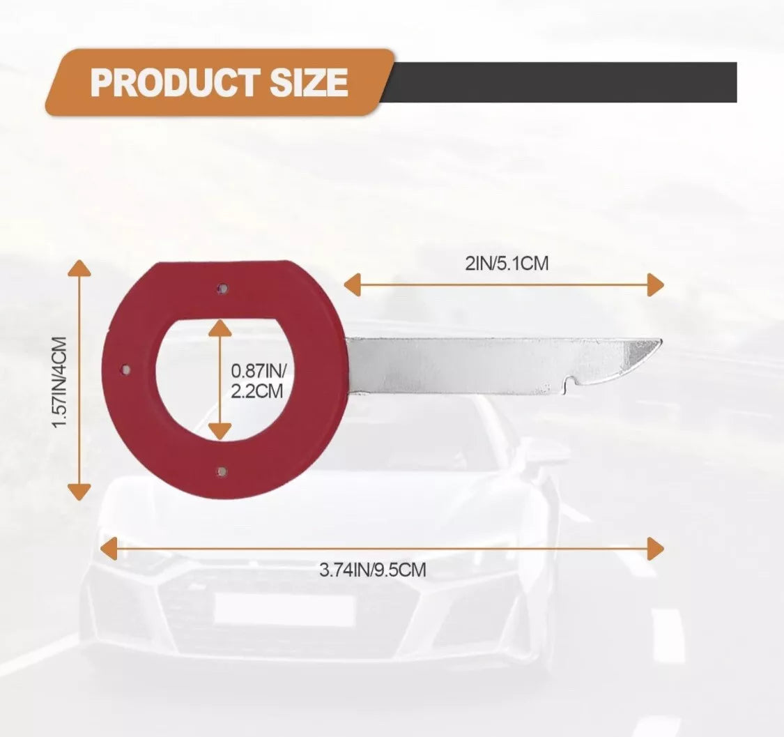 Measurement diagram showing size of Mercedes radio key with round grip and metal blade