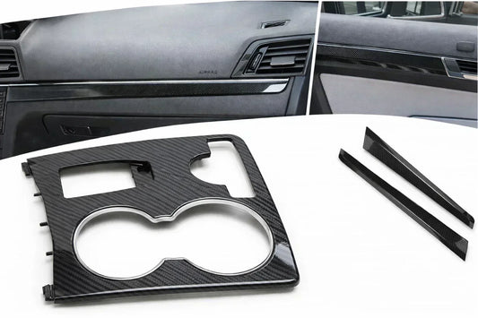 7-piece stainless steel carbon fiber style interior trim bundle for Mercedes E-Class Coupe (C207) and Cabriolet (A207) 2010-2017