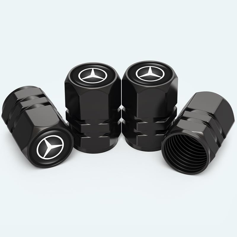 Car Tire Valve Caps Tire Dust Caps for Mercedes Benz CESM CLK GLK GL AB AMG GLS GLE AMG Series,4pcs Auto Tire Valve Stem Caps Tire Air Cover,Anodized Dust Caps for Car Tire,Leak-Proof