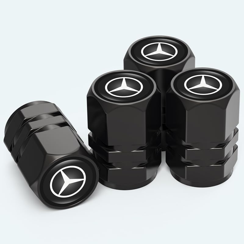 Car Tire Valve Caps Tire Dust Caps for Mercedes Benz CESM CLK GLK GL AB AMG GLS GLE AMG Series,4pcs Auto Tire Valve Stem Caps Tire Air Cover,Anodized Dust Caps for Car Tire,Leak-Proof