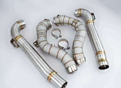 GT GTS GTR AMG Downpipes with Heat Shield M178 V8 Bi-Turbo