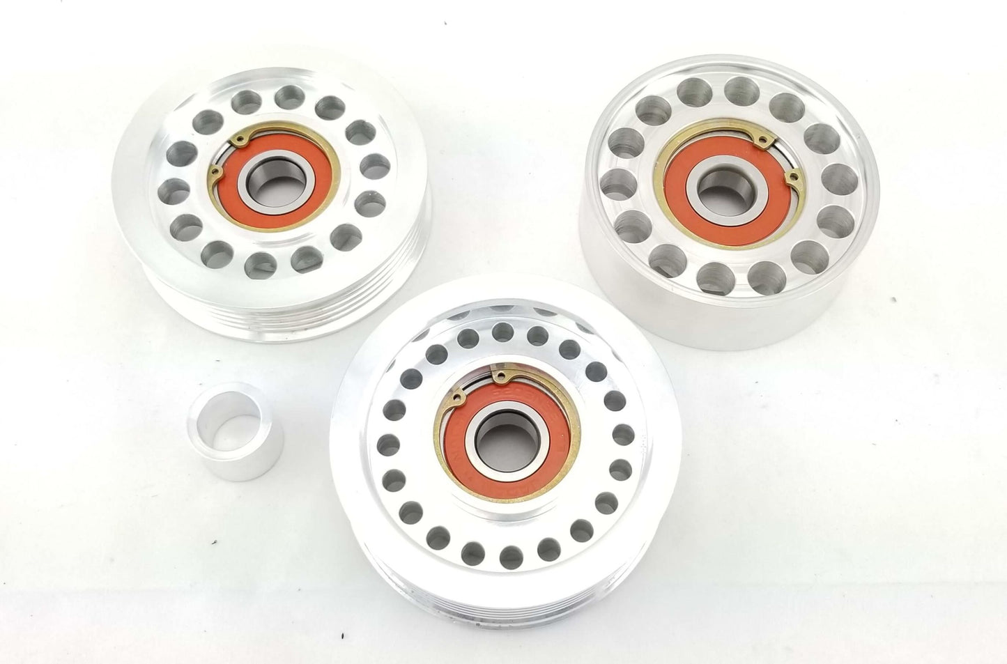 55K AMG 3-piece billet aluminium idler pulley set for the Mercedes M113K supercharged V8