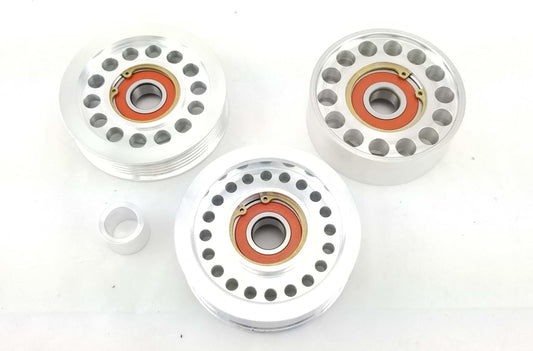 55K AMG 3-piece billet aluminium idler pulley set for the Mercedes M113K supercharged V8