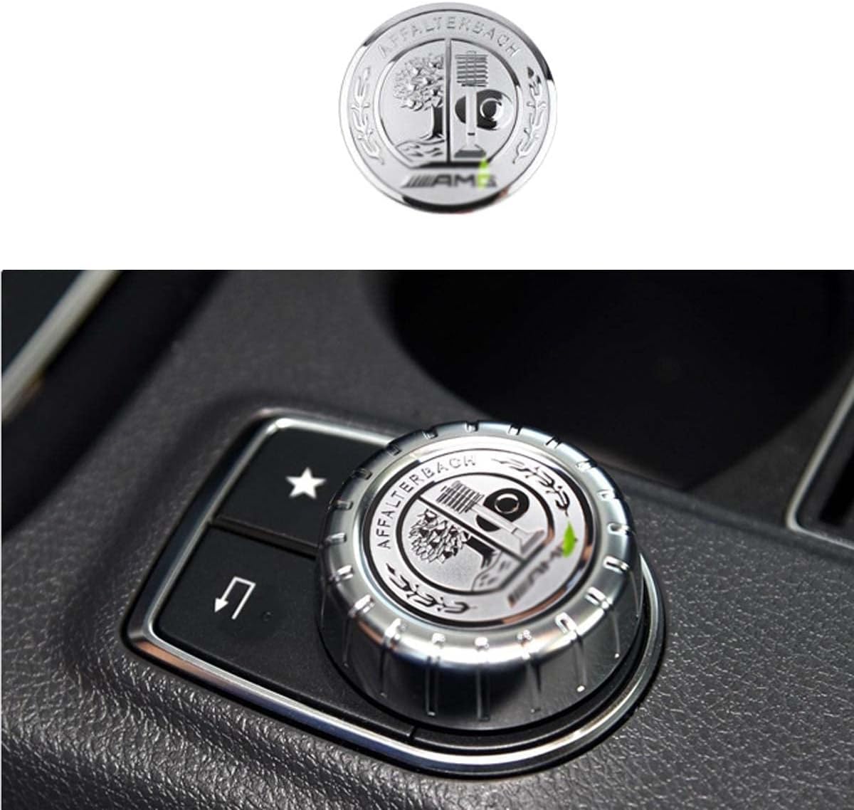 Silver AMG Center Console Multimedia Control Switch Button Knob Metal Modified Decorative Emblems Stickers Cover Decal Trim fit for A B E CLA GLE GLK GLA ML GL Class 29mm