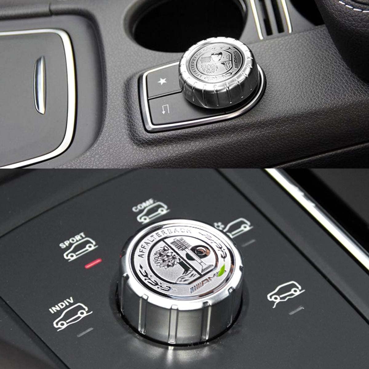 Silver AMG Center Console Multimedia Control Switch Button Knob Metal Modified Decorative Emblems Stickers Cover Decal Trim fit for A B E CLA GLE GLK GLA ML GL Class 29mm