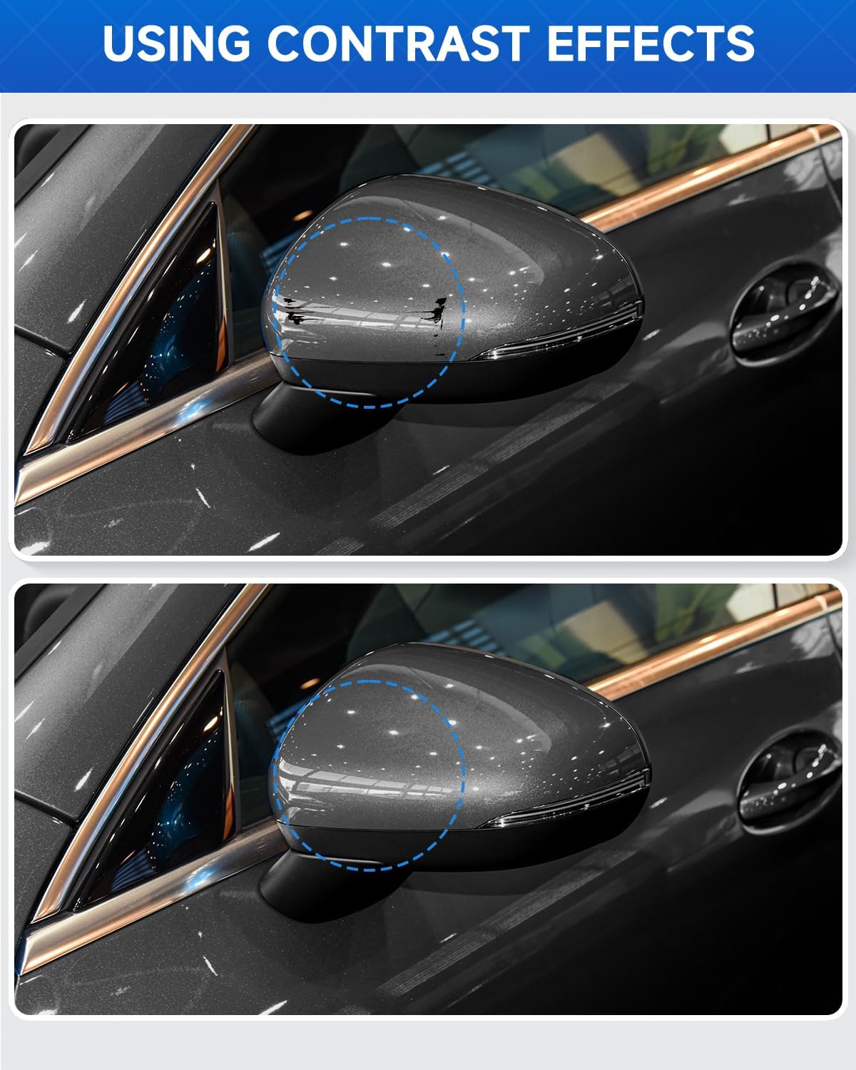 Same Mercedes panel after Selenite Gray 992 7992 touch up paint has been applied