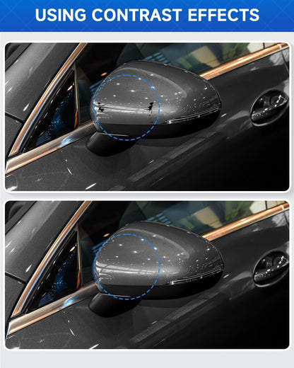Same Mercedes panel after Selenite Gray 992 7992 touch up paint has been applied