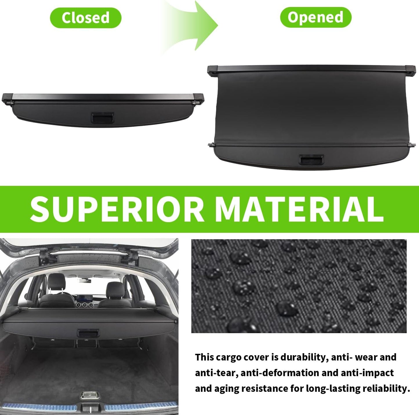 Retractable Cargo Cover for 2016–2021 Mercedes GLC300 GLC43 AMG
