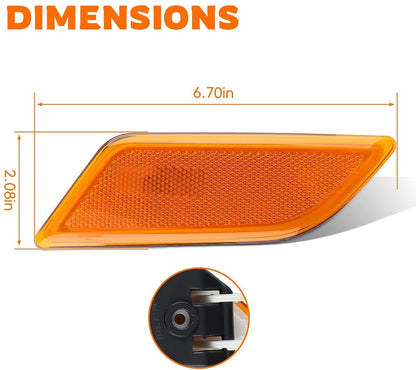 2012–2015 Mercedes W204 C-Class Amber Front Bumper Side Marker Lights – OEM-Style Direct Replacement Pair (Left + Right)
