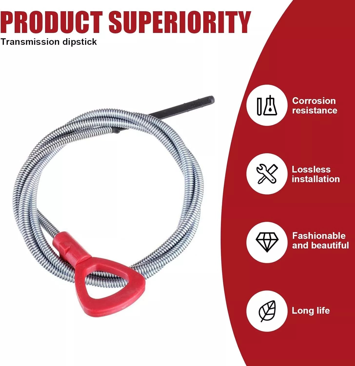 Mercedes 722.6 transmission dipstick with red handle – corrosion resistant, long-life ATF fluid check tool