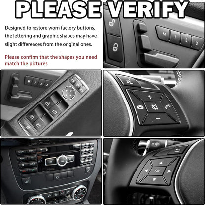 Mercedes Dashboard Button Repair Stickers Kit - Restore Faded Climate Radio Window Controls W204 W212 W205 CLA CLS GLC GLK