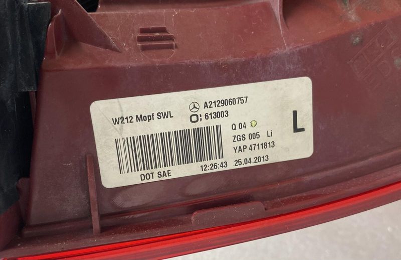 OEM Mercedes-Benz Left Outer Tail Light Assembly A2129060757 | 2014–2016 E-Class W212