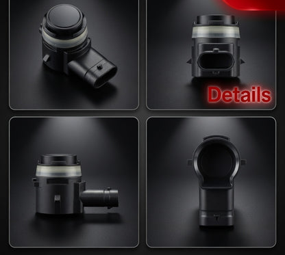 Multiple angles of A0009055504 Mercedes parking sensor showing connector and housing