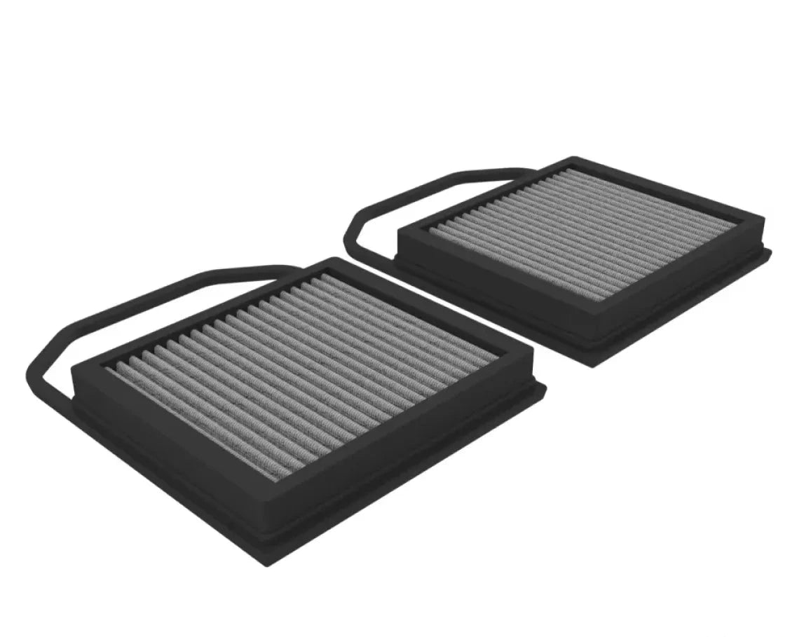 Dual aFe Pro DRY S performance air filters for Mercedes AMG 3.0T V6 applications
