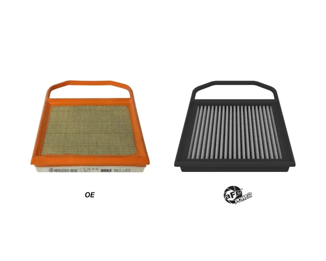 aFe Pro DRY S performance air filter compared to OEM Mercedes factory air filter