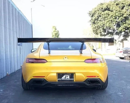 APR Performance GTC-500 71-inch carbon fiber rear wing installed on Mercedes-AMG GT rear view
