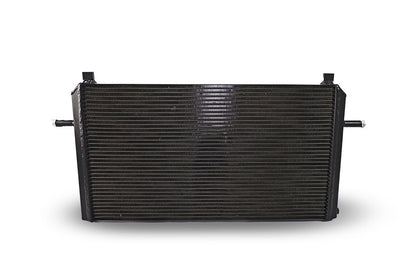 BenzUnited Parts M133 complete cooling kit with front mount heat exchanger shown from front angle for Mercedes CLA45 GLA45 AMG