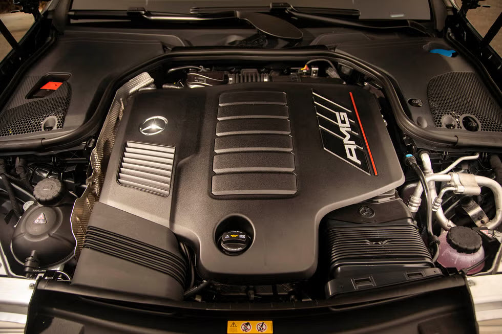 BenzUnited Parts custom M256 3.0T ECU tune – engine bay view of Mercedes-AMG E53 GLE53 CLS53 GT53 performance calibration