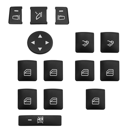 BenzUnited Parts Mercedes window lift and door switch button trim covers 14 piece set for W204 W212 W166 X204 C-Class E-Class GLK ML G-Class 2008-2019
