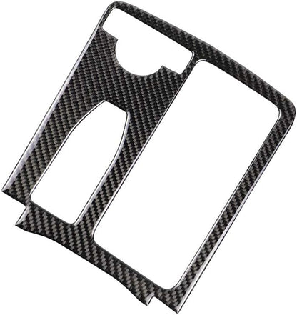 Carbon fiber style center console cupholder trim installed in Mercedes E-Class C207 Coupe