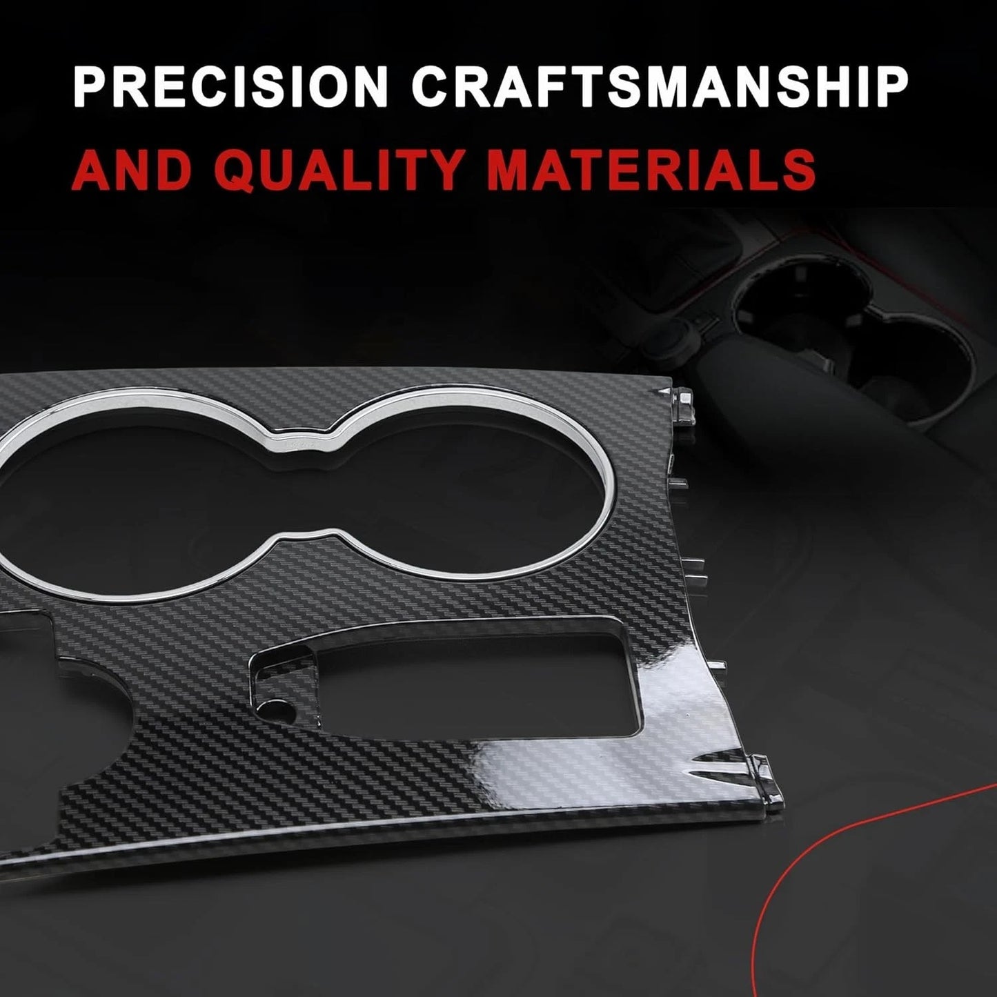 Premium carbon fiber center console cupholder trim with chrome ring accent for Mercedes E-Class C207