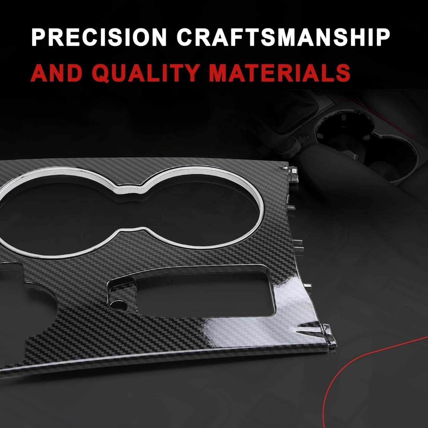 Premium carbon fiber center console cupholder trim with chrome ring accent for Mercedes E-Class C207