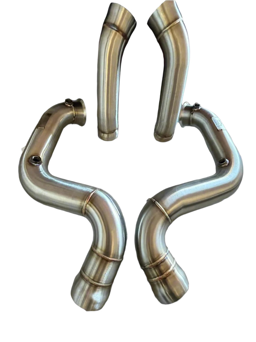 Pair of stainless steel downpipes for Mercedes AMG C63 C63S W205