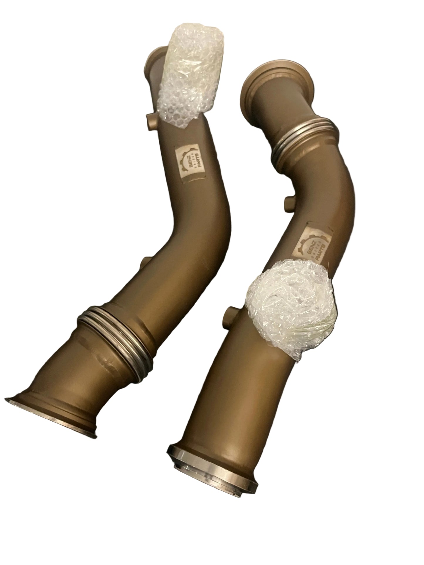 Single ceramic coated downpipe with flex section for Mercedes E400 E450 W213 M276 engine