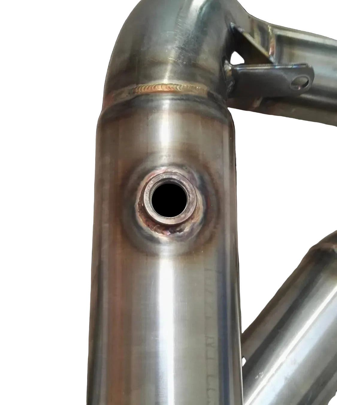 CLA250 GLA250 catless downpipe flex bellows and TIG weld detail