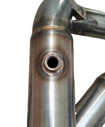 CLA250 GLA250 catless downpipe flex bellows and TIG weld detail