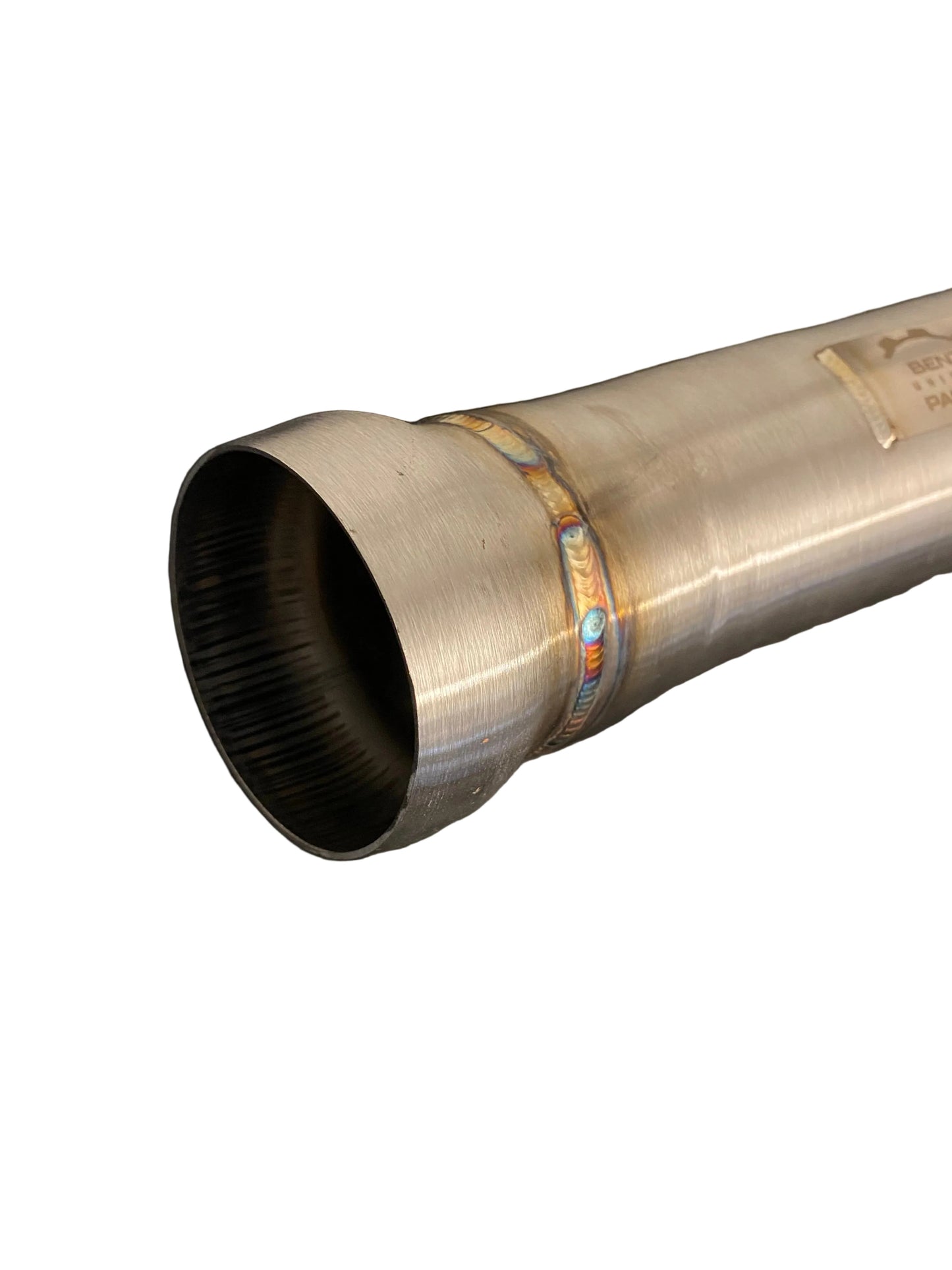Mercedes CLA45 AMG GLA45 AMG M133 catless downpipe flange and outlet end detail