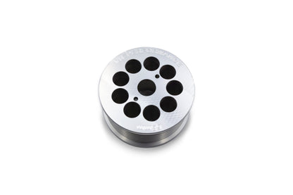 Top-down view of 8oz clutch delete pulley for Mercedes-Benz AMG M113K platform